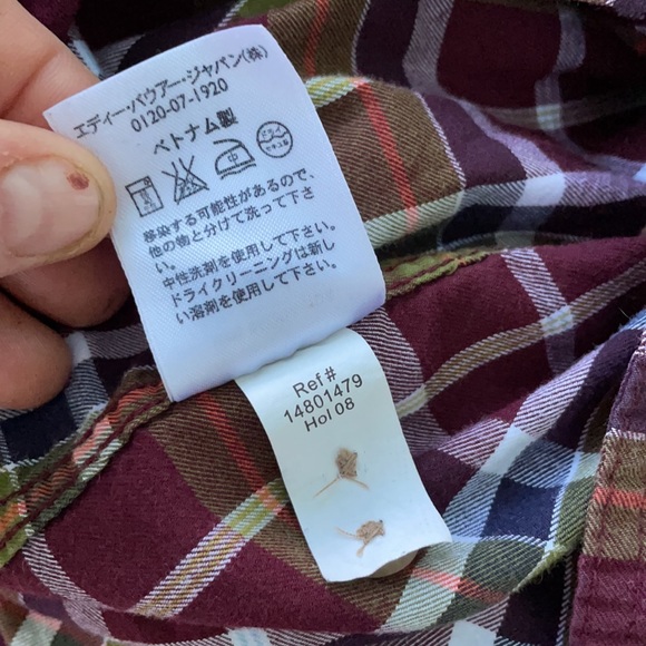 Eddie Bauer Cotton Burgundy Plaid Long Sleeves Shirt Button Down Collar XL - Picture 12 of 14